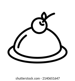 Cake flat line icon. Sweet dessert. Outline sign for mobile concept and web design, store.