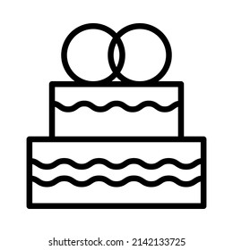 Cake flat line icon. Sweet dessert. Outline sign for mobile concept and web design, store.