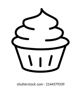 Cake flat line icon. Sweet dessert. Outline sign for mobile concept and web design, store.