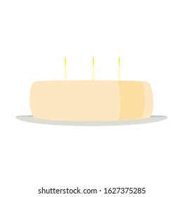 Cake in flat style. Delicious dessert, isolated on white background. Vector illustration