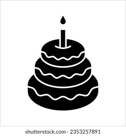 Cake flat vector icon. Birthday flat vector icon, vector illustration on white background