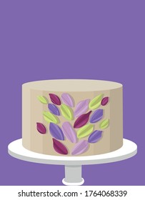 cake with flower petals in delicate lilac tones