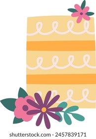 Cake With Flowers Vector Illustration