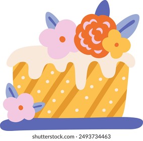 Pastel Con Ilustración vectorial De Flores