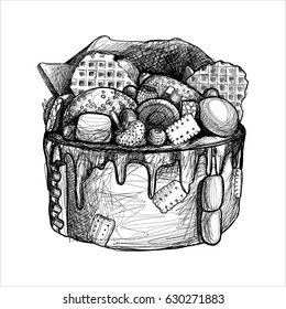 cake, food, desert, vector illustration 
