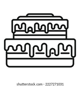 Cake food icon outline vector. Happy party. Sweet cream