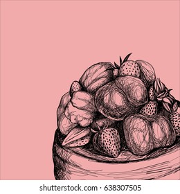Cake, food, vector illustration 