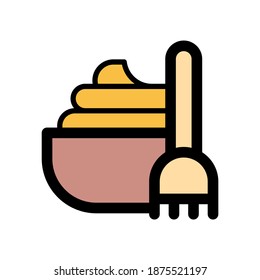 icono de pastel y tenedor para el diseño web aislado en fondo blanco. Sencillo y moderno símbolo de postre para logotipo, web, aplicación, UI. Ilustración vectorial plana para diseño gráfico y web en la tendencia de color de 2021.