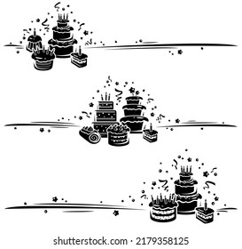 Cake frame set. Elements and icons collection cake. Vector