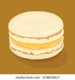 Cake french macaron beige color vector illustration