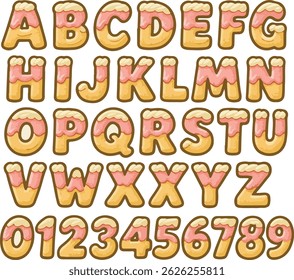 Cake with Frosting typography font lettering ABC cartoon vector text
