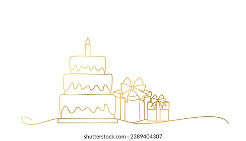 cake, gift box with balloon. birthday element vector