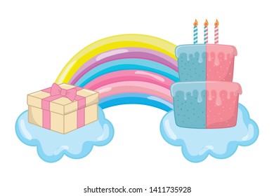 cake gift box and rainbow