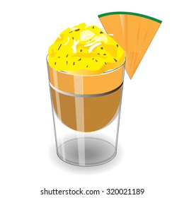 cake in glass with cantaloupe ,Vector Illustration