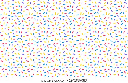 Cake Glaze Colorful Seamless Pattern with Sprinkles. Vector Dotted Background. Donut Sugar Decoration.