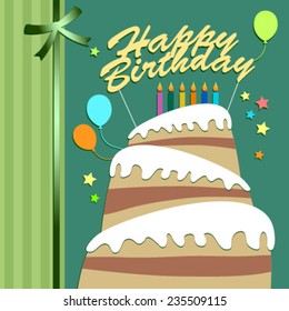 cake green birthday card