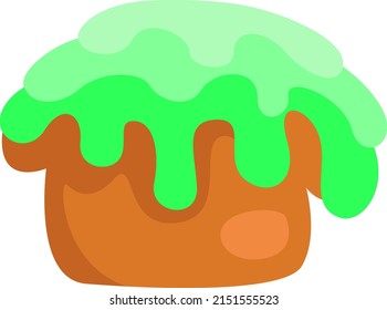 Kuchen mit grüner Vereisung, Vektorgrafik auf weißem Hintergrund.