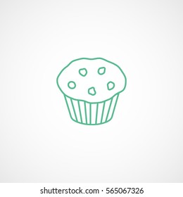 Cake Green Line Icon On White Background
