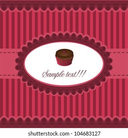 Cake greeting card. Holiday background, vector