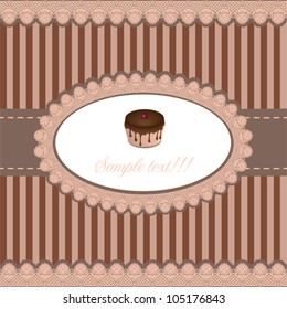 Cake greeting card. Holiday background, vector