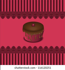 Cake greeting card. Holiday concept, vector