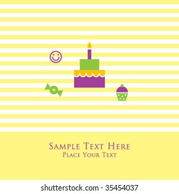 cake greeting card in yellow