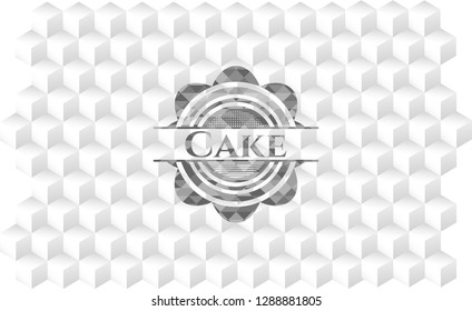 Cake grey emblem with cube white background