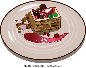 Cake is guava Made with wheat flour mixed with eggs, butter and sugar. This cake contains strawberries. Blackberry topped with strawberry split.