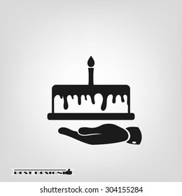 cake and hand