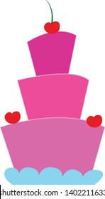 Cake hand drawn design, illustration, vector on white background.