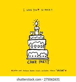 Cake / Hand Drawn Illustration - Vector