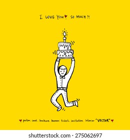 cake / Hand drawn illustration - vector