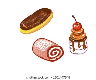 Cake hand drawn vector illustration