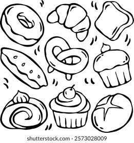 cake handdrawn doodle element vector