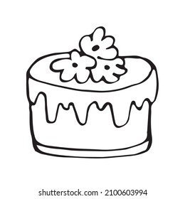 Cake hand-drawn doodle. Vector illustration