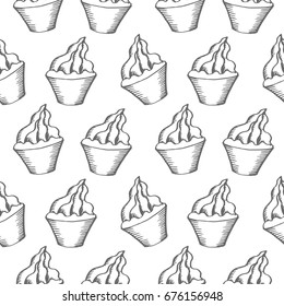 cake hand-drawn vector seamless pattern