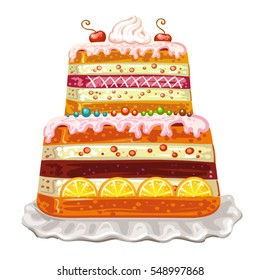 Cake happy birthday on white background