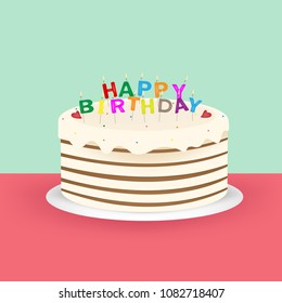 Cake happy birthday vector