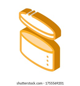 Cake Hat Round Carton Package Packaging vector isometric sign. color isolated symbol illustration