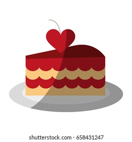 cake heart flat illustration shadow