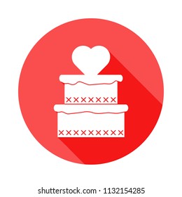 cake with heart icon in Flat, Long shadow