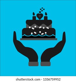 cake heart love vector icon