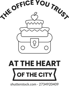 A cake with a heart on top of it is shown on a white background. The cake is decorated with frosting and a knife. The cake is placed inside a box