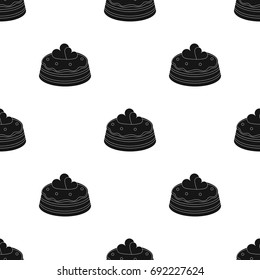 Cake with hearts icon in black style isolated on white background. Cakes symbol stock vector illustration.