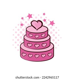 cake with hearts over white