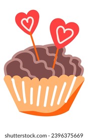 cake with hearts vector illustration