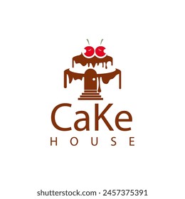 Plantilla de diseño de logotipo de Cake House. Diseño de la tienda de pasteles, diseño de icono de marca de pasteles. Logo de Cupcake. Logo de Sweet Cake. Plantilla de Vector de diseño de logotipo de panadería.