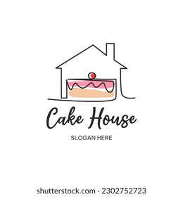 logotipo de la casa de tortas en un estilo lineal con una línea continua