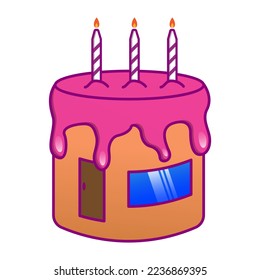Cake house logo modern vector style