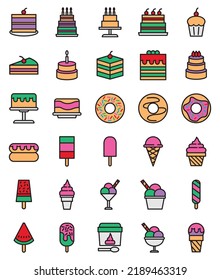 Cake and ice cream icon collection